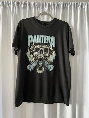 PANTERA MOUTH FOR WAR Heavy Metal Band Black T-Shirt Large Relaxed Boyfriend Fit